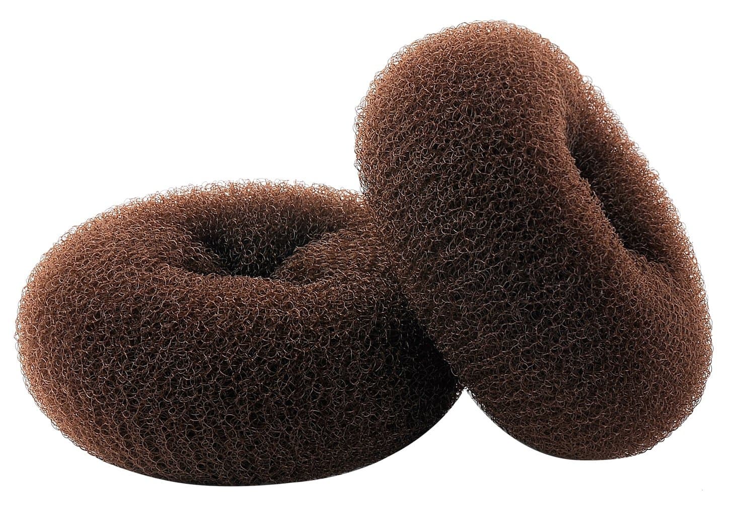 2 pieces Extra Large Size Hair Bun Donut Maker, Ring Style Bun, Women Chignon Hair Donut Buns Maker, Hair Doughnut Shaper Hair Bun maker (4.3 in. for Thick and Long Hair) (Brown) - Image 1
