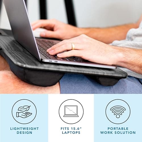 LAPGEAR Home Office Lap Desk with Device Ledge, Mouse Pad, and Phone Holder - Gray Woodgrain - Fits up to 15.6 Inch Laptops - Style No. 91545 thumbnail 3