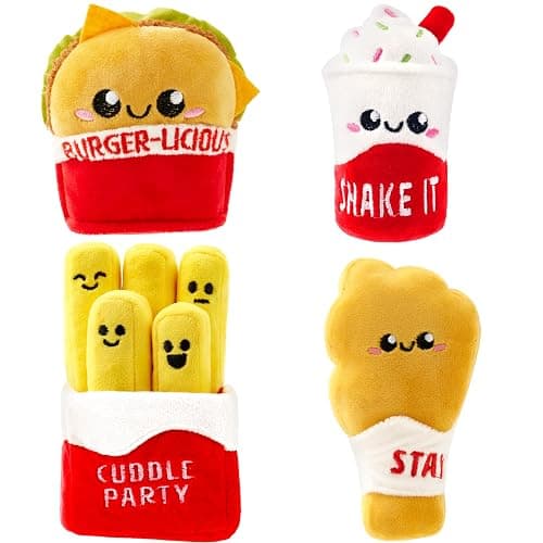 JOYIN 4 Pcs Emotional Support Plushies, Fast Food Plush Stuffed Toys Set, Anxiety Relief Toys, Burger Fries Chicken Nuggets & Milkshake Plushies, for Friends Women Kids thumbnail 9