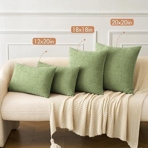 MIULEE Soft Chenille Lumbar Throw Pillow Covers Sage Green 12x20 Pack of 2 | Modern Home Decor, Classic Decorative Pillows, Solid Dyed Cases, Boho Couch Cushion Covers for Sofa Bed Living Room thumbnail 5