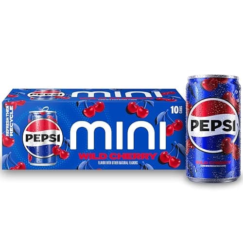 Pepsi Wild Cherry Cola Soda Pop Mini Cans, 7.5 Ounce Mini Cans (10 Pack) | Soda Pop - Image 1