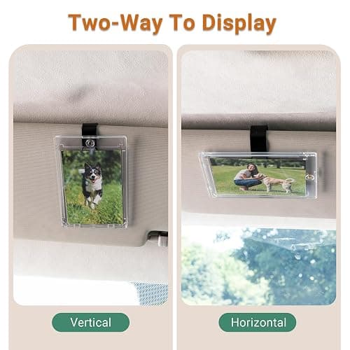 Yuoyar 4 Packs Magnetic Car Picture Holder for Visor - Car Photo Holder with Clips for Easy Display - Visor Clip Photo Frame for 3 Inch Photos thumbnail 3