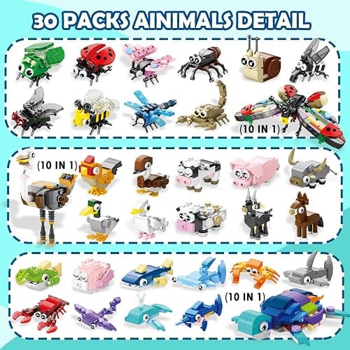 Party Favors Building Blocks Toy Set, 30 Packs Mini Animals, Goodie Bags | Classroom Prizes, Goodie Bags Stuffer, Easter Gifts, Birthday thumbnail 3