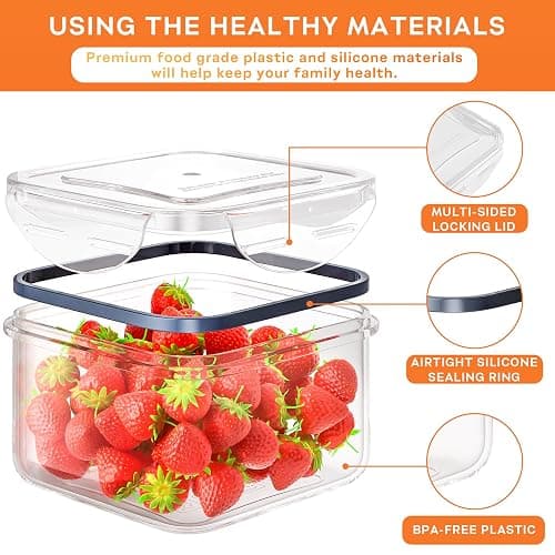40 PCS Food Storage Containers with Lids Airtight (20 Containers & 20 Lids), Plastic Storage Meal Prep Container-Stackable 100% Leakproof & Microwave Organization and Storage Sets, Lunch Containers thumbnail 3