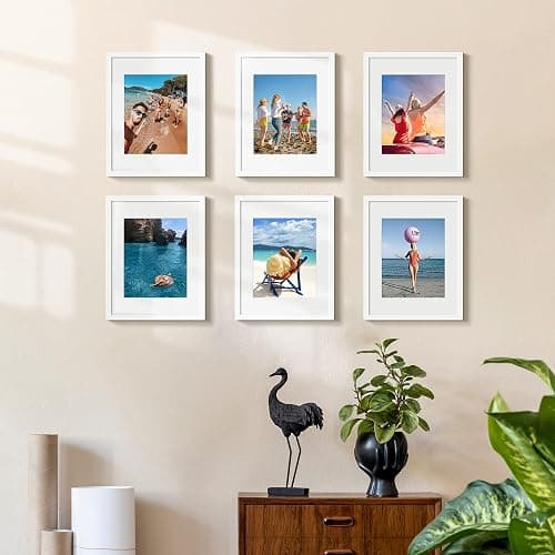 upsimples 11x14 Picture Frame Set of 5, Display Pictures 8x10 with Mat or 11x14 Without Mat, Wall Gallery Photo Frames, White thumbnail 2