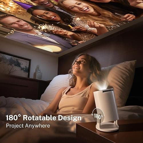 [2026 Upgraded] Mini Projector 4K Supported, Built-in App, Android TV OS X1 | Projector with WiFi 6 and Bluetooth 5.4, Phone Remote Control, Short Throw, Auto Keystone and 180° Rotatable for Home Outdoor thumbnail 12