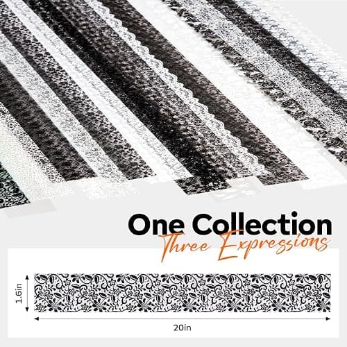 Modelones 20 Rolls Lace Nail Foil Transfer Aurora Flower Nail Art Stickers | White Black Lace Foils, Aurora Holographic Transfer Decals Nail Art Wraps Easy Use DIY Nail Stuff Nail Charms Decor 2 Boxes thumbnail 6