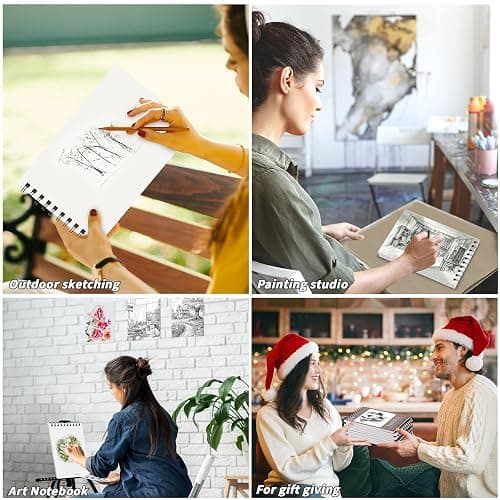 UZLU 5 Pcs Sketch Book Bulk 9 x 12 in 200 Sheets Top Spiral Bound Sketch Pad Drawing Paper 40 Sheets Each Acid Free Mixed Media Sketchbook 68lb/100gsm Art Supplies for Beginner Artist thumbnail 7