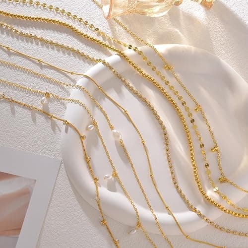 Tornito 8Pcs Waist Belly Chain CZ Heart Pearl Snake Bead Sequin Paperclip Belly Chain Summer Beach Sexy Body Chains Jewelry Accessories for Women Adjustable thumbnail 2