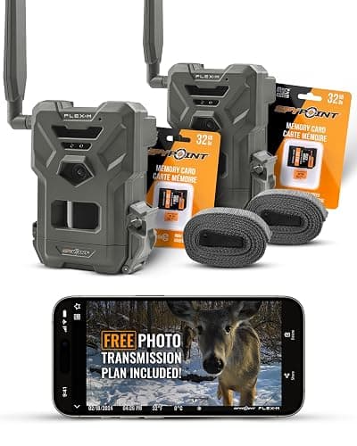 SPYPOINT Flex-M Twin Pack Cellular Trail Cameras - 2 SD Cards Included, Best Hunting Accessories, No WiFi Needed, GPS, Night Vision, IP65 Water-Resistant, 28MP Photos, & 720p Videos + Sound (2) - Image 1
