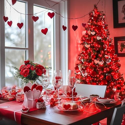 JMEXSUSS 4 Pack 50 LED Red Fairy Lights Battery Operated, 16.1ft Mini Firefly Starry Lights, Red String Lights for Bedroom Wedding Party Christmas Halloween Decorations thumbnail 9