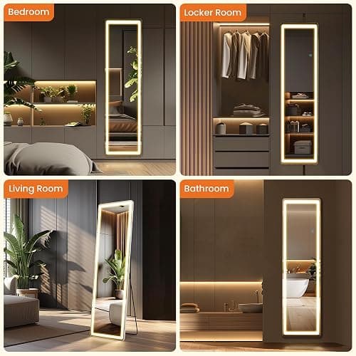 NEWBULIG Full Length Mirror, Full Body Floor Mirror with Aluminum Alloy Thin Frame, Wall or Standing Mirror for Bedroom, Living Room, Dressing Room thumbnail 5