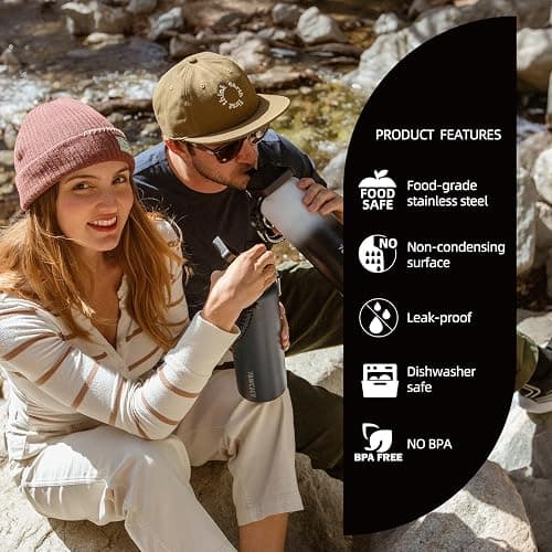YONICOER Insulated Water Bottle 64oz,Triple Wall Vacuum Stainless Steel(Dishwasher Safe),Leak Proof & Non-BPA,Flask Jug with Paracord Handle & Straw Spout Lids Sports Sakura thumbnail 5