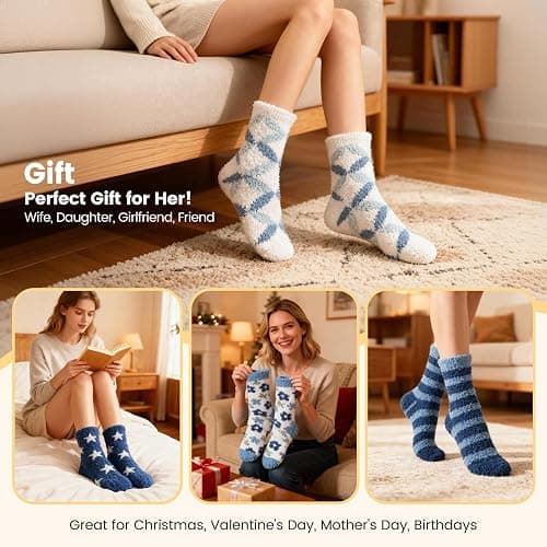 Womens Fluffy Fuzzy Socks,Winter Cozy Soft Warm Socks Gifts for Womens | Soft Comfortable Warm Womens Fluffy Fuzzy Socks thumbnail 6