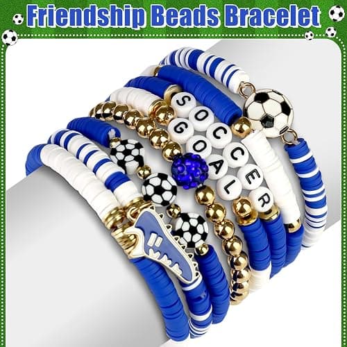 AKAIXI Soccer Beaded Bracelets, Game Day Clay Friendship Bracelets Soccer Sport Fan Stretch Bracelet for Sports Game Team Coach Mom Women Men Jewelry Accessories Gift for Christmas thumbnail 6