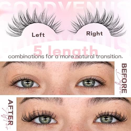 Goddvenus Eyelash Extensions Wispy Natural DIY C Curl Individual Lashes Clusters Black 10-16mm 300pcs thumbnail 3