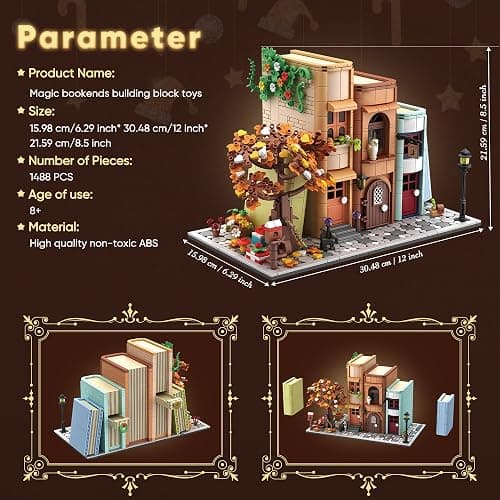 Bookend Magic House Building kit, Home Decorative Bookends for Building Block Toy, Cool Bookshelf Organizer and Home Decor, for Kids & Adult Collector 1488pcs thumbnail 3