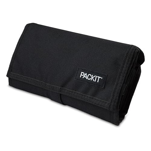 PackIt Freezable Lunch Bag, Black, Built with EcoFreeze Technology, Foldable, Reusable, Zip and Fold Closure with Buckle Handle, Perfect for School and Office Lunches thumbnail 6
