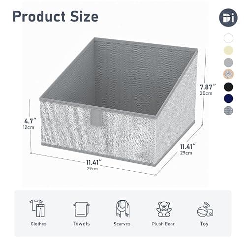 DIMJ Closet Storage Bins 6 Pack - Fabric Storage Baskets for Shelves, Collapsible Clothes Organizer, Trapezoid Shelf Organization Storage Cubes for Purse, Toys, Books, Towel, Clothes, Gray thumbnail 3