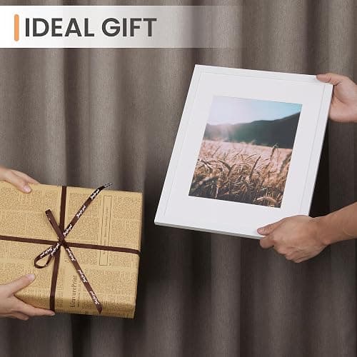 upsimples 11x14 Picture Frame Set of 5, Display Pictures 8x10 with Mat or 11x14 Without Mat, Wall Gallery Photo Frames, White thumbnail 8
