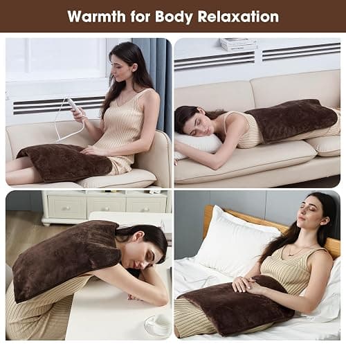 WarmMist Electric Heated Foot Warmers,22”×20” Heating Pad for Feet with 3 Heat Settings,ETL Certified Feet Warmer for Women and Men,Back and Legs,Auto Shut Off,Birthday Christmas Gifts,Brown thumbnail 5