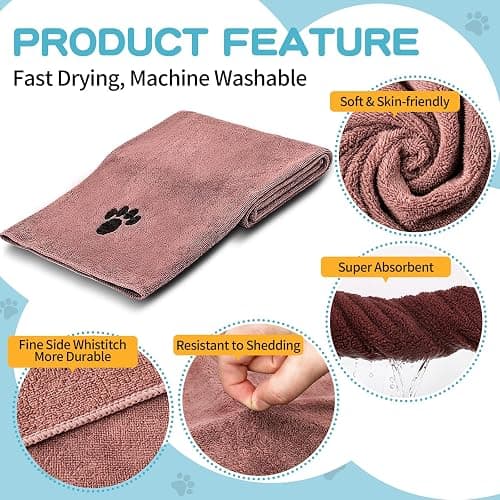 Microfiber Dog Towels 2 Pack, Perfect Shower & Bath Supplies for Dogs | 40'' X 23.6'', Super Absorbent and Soft, Pet Grooming Towel, Perfect for Pets of Different Sizes, Grey + Brown thumbnail 3