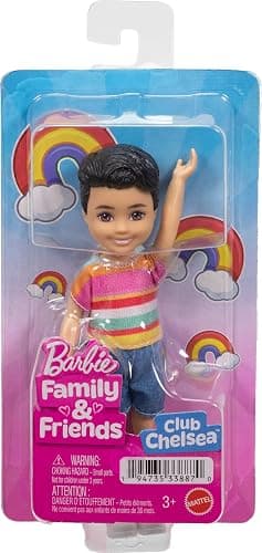 Barbie Club Chelsea Koji 6-Inch Boy Small Doll with Brunette Hair Wearing Removable Striped Shirt, Shorts & Shoes thumbnail 6