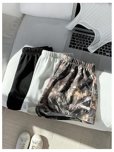 RoseSeek Girl's 3 Packs Elastic Waist Mini Camo Shorts Mid Rise Athletic Shorts thumbnail 3