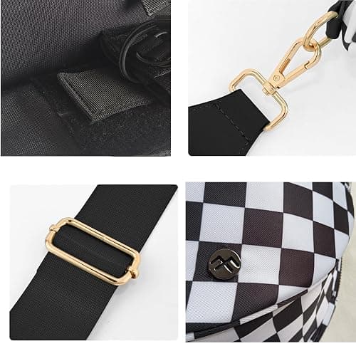 Security Carry Bum Bags Checkered Crossbody Fanny Packs Diaper Bag with RFID Pouch for CCW, EDC& Outdoor (Beige+white) thumbnail 7