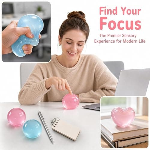 2pcs Coconut Oil Squishy, Shapeable Slow Rising Fidget Toy, Non-Sticky Sensory Stress Ball, Odorless Desk Accessory for Adults, Portable Squeeze Toy for Office and Home (Blue+Pink) thumbnail 2