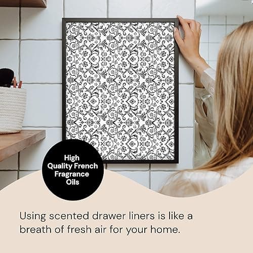 Elodie Essentials 6 Scented Drawer Liners Non-Adhesive Paper Sheets for Home Closet Shelves, Cabinet and Dresser Drawers - Royal Damask Print - 14 x 19½ Inch (French Essence) - Rose thumbnail 9