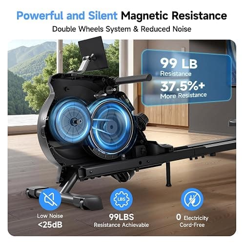 Rowing Machine for Home, 350 LB Capacity, 16-Level Silent Resistance, Magnetic Rowing Machines for Home Foldable, Full-Body Workout Compact Rowing Machine for Cardio & Strength with APP Support thumbnail 2