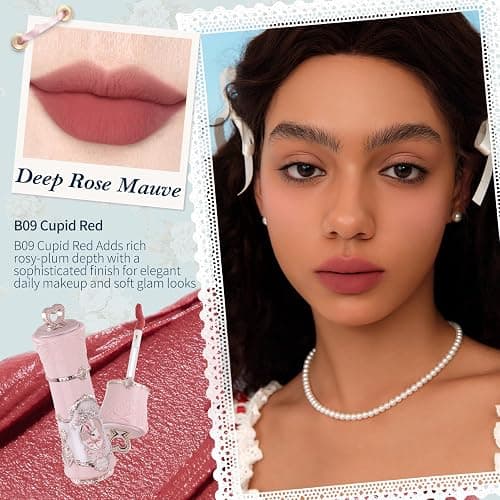 Flower Knows Bunny Garden Cloud Lip Cream, Deep Rose Mauve | Velvet Matte Lip Color, Transfer-Resistant Lightweight Hydrating Formula, Vegan (B09 Cupid Red) thumbnail 2