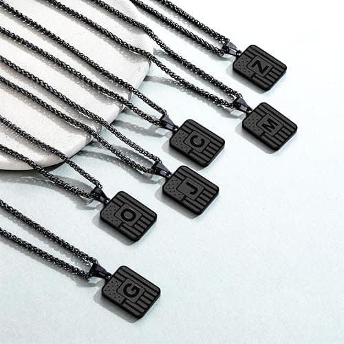DuoDiner Initial A-Z Necklaces for Men Boys Kids, American Flag Stainless Steel Letter Pendent Chain 20+2 Inches Jewelry Gifts thumbnail 5