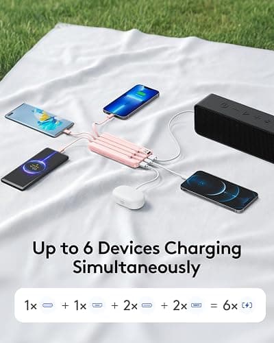Orfeika Fast Charging Portable Charger Power Bank with Built-in 4 Cables | 10000mAh|Ultra-Slim&Light|Flight-Safe|Power 6 Devices at Once|22.5W|Battery Pack For iPhone,Samsung,Google|Travel Essentials thumbnail 6