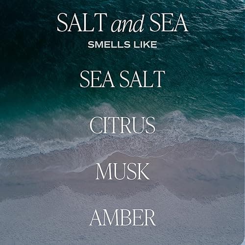 Sweet Water Decor Salt and Sea Candle - Sea Salt, Citrus, Amber, Musk, Beach Scented Soy Candles for Home - Coastal Decor for Beach Lovers - 9oz Clear Jar, 40 Hour Burn Time, Made in The USA - Salt and Sea - Script Label Clear Jar thumbnail 3