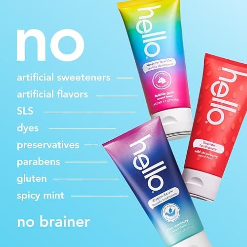 hello Kids Fluoride Toothpaste Variety Pack, 3 Pack, 4.2 oz | Bubble Gum, Strawberry, and Blue Raspberry Flavors, Safe for Kids Ages 2 and Up, Prevents Cavities, Polishes, and Brightens thumbnail 6