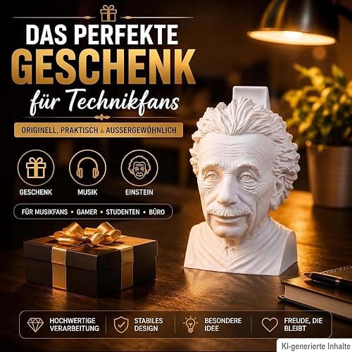 R-Satz Shop Einstein Kopfhörerhalter – Headset Ständer für Kopfhörer & Headsets – Büste Schreibtisch Deko & witziges Geschenk – Headphone Stand für Büro, Setup & Gaming thumbnail 6
