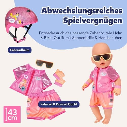 BABY Born Dreirad mit Lenkstange - Trike mit funktionsfähigen Rädern & Sicherheitsgurt - Puppenzubehör für alle Puppen der Größe 36 cm & 43 cm - Geeignet für Kinder ab 3 Jahren thumbnail 9