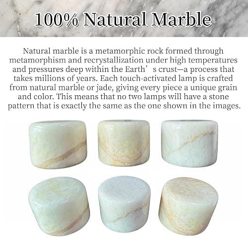 PanManner Natural Marble Lamp, Rechargeable Marble Touch Lamp Night Light, 3-Way Dimmable Stone Light,Small Ambient Lamp for Bedroom, Bedside Table, Living Room, Home Decor (4x4x3in) thumbnail 9