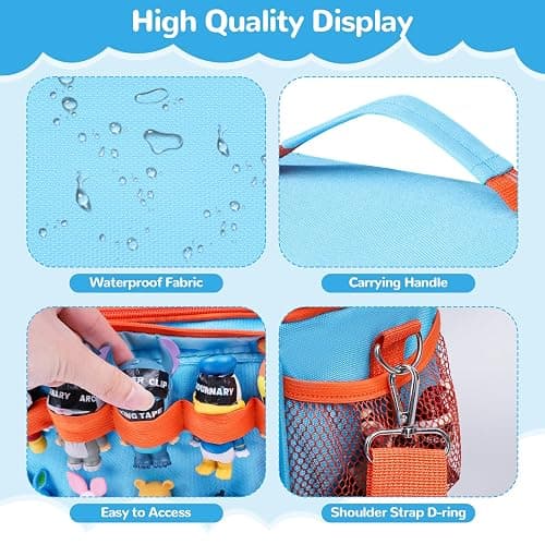 ahzske Carrying Case Compatible with Tonies Box with Clear Front Window, Large Storage Bag with 14 Elastic Bands for Tonies Figures Characters, Travel Organizer Case for Tonie Accessories (Blue) thumbnail 4