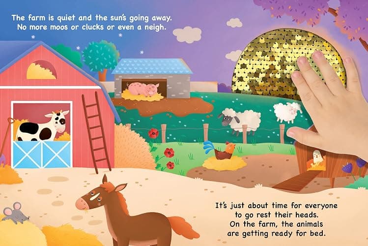 It's Pasture Bedtime - Children's Touch and Feel Storybook with 2-Way Sequins - Sensory Board Book thumbnail 3