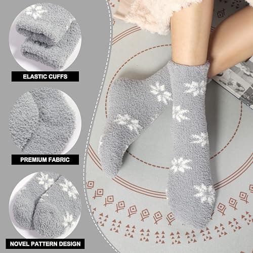 ILovDaisy Fluffy Bed Socks Womens and Girls 5/6 Pairs, Ladies Autumn Winter Warm Fleece Halloween Socks Cosy Fuzzy Stockings for Valentines Christmas Brithday Gifts thumbnail 3