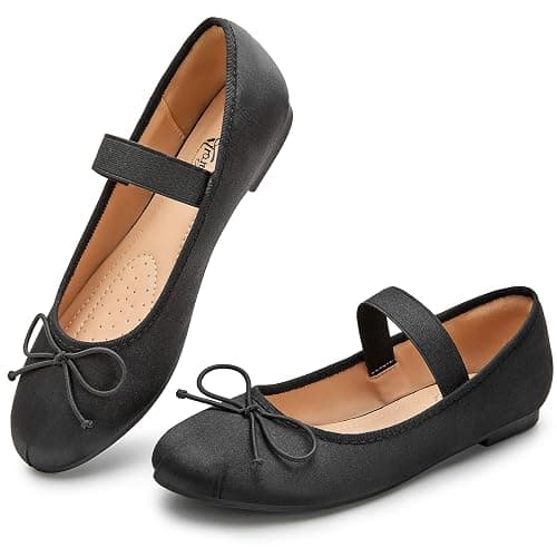 Trary Flats for Women Closed Round Toe Ballet Flats Mary Jane Shoes Women with Elastic Strap Cute Bowknot Comfortable Dress Shoes for All-Year Daily Work Casual Wear - Image 1