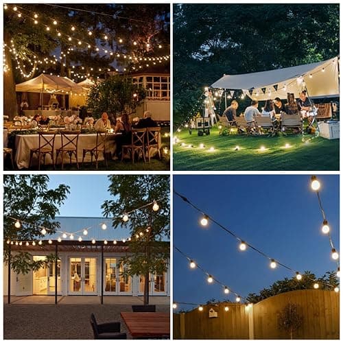 TAICORE Outdoor String Lights with G40 Clear Globe Bulbs, Black Cord, Waterproof LED Edison Filament Decorative Lighting for Patio, Garden, Backyard (G40 Bulbs, 13FT) thumbnail 5