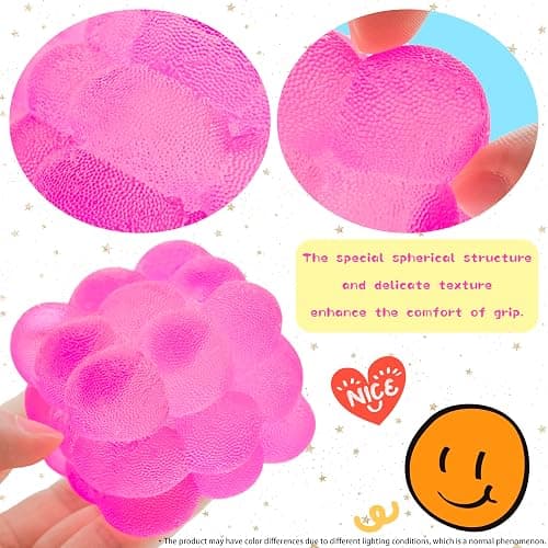 Squishy Stretchy Stress Cube, Sensory Ice Cube Sugar Ball for Kids Adults, Slow Rising Squeeze Toys for Boys Girls, Gel Filled Fidget Toys Anxiety Relief for Autism, Home Office Classroom Gifts (Pink) thumbnail 2
