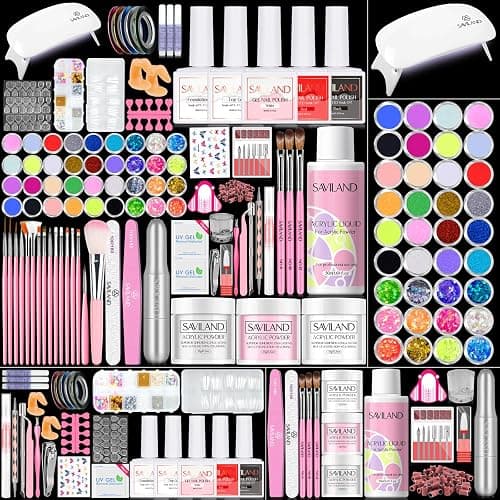 SAVILAND Acrylic Nail Kit for Beginners: Professional Nail Kit with Everything Gel Nail Polish Nail Drill U V Lignht Nail Supplies Salon Home Use Gifts Set - Image 1