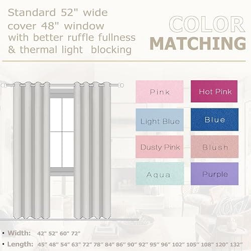 KOUFALL Aqua Blackout Curtains for Beach Room Decor,Ocean Themed Summer Coastal Curtains for Living Room Bedroom Window,84 Inch Length 2 Panels Grommet,Seafoam Blue Mint Green - 52"W x 84"L (Pack of 2) - Aqua thumbnail 2