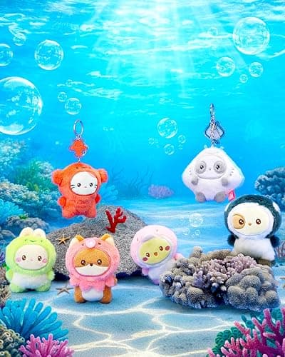 Anirollz Miniz Plush Charm Cute Stuffed Animal Keychain Kawaii Mini Bag Accessory Collectible Pocket Toy for Kids & Adults thumbnail 2
