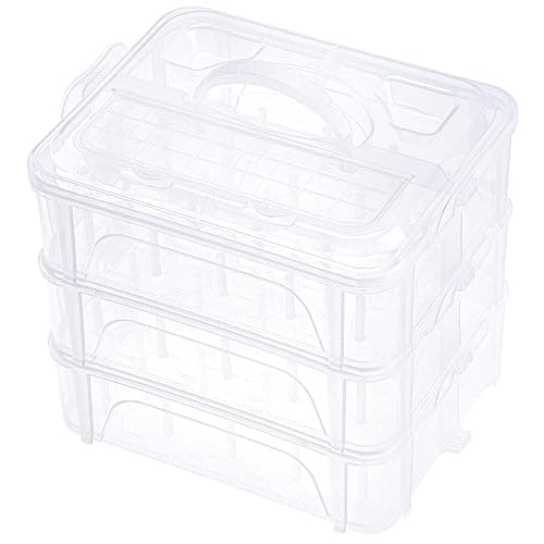 New brothread 3 Layers Stackable Clear Storage Box/Organizer for Holding 60 Spools Home Embroidery & Sewing Thread (Spool Size Requirement: Height≤2.2"/5.6CM; Width≤1.69"/4.3CM) - Image 1